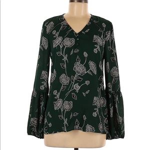 Floral green work blouse